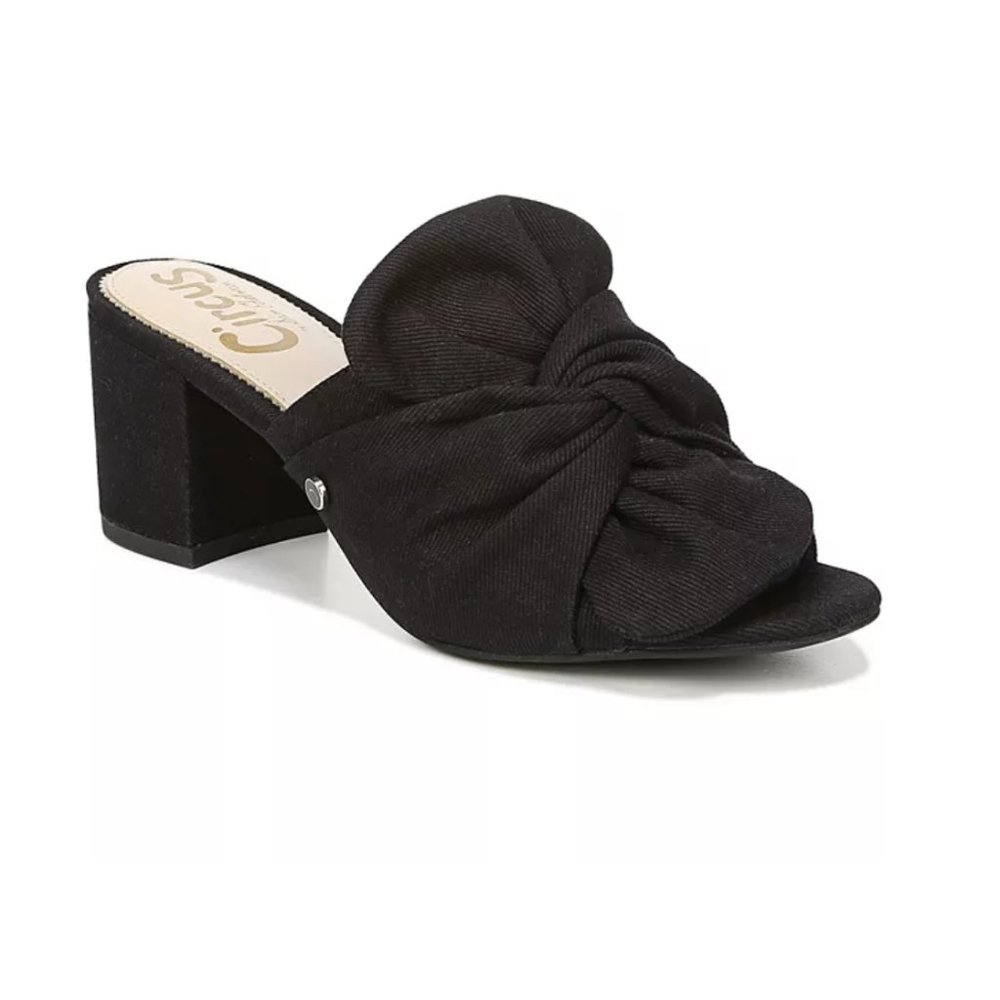 Circus by Sam Edelman, Sahara Black Chunky Heel Mules Sandals, US Women Sz 7.5